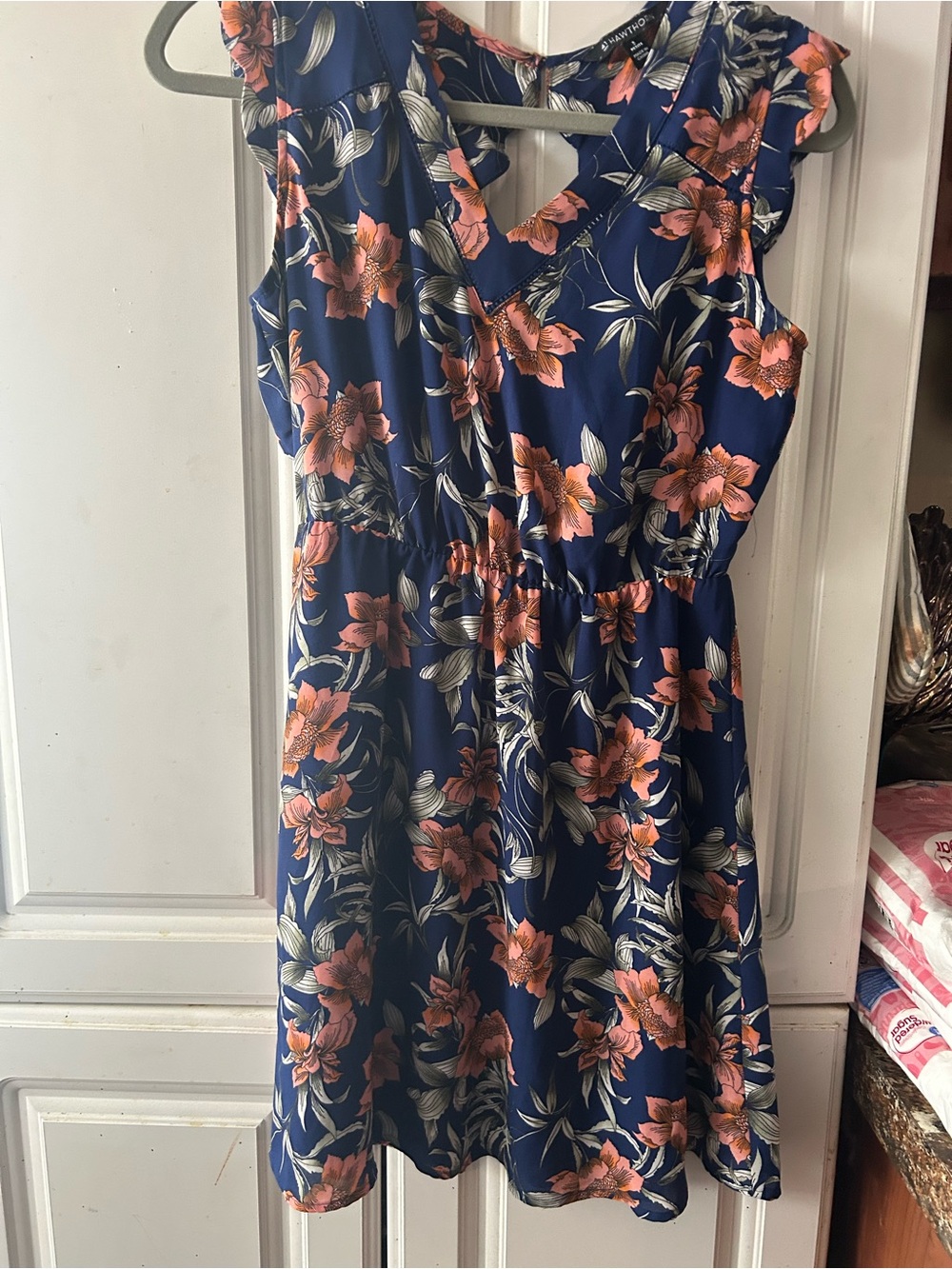 41 Hawthorn Women's Shift Dress Sleeveless Size Small Petite Floral Navy Blue
